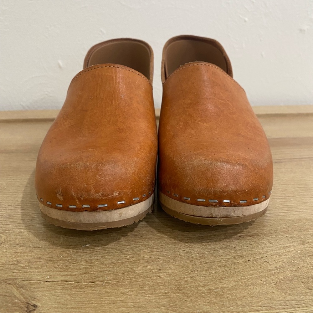 Sandgrens Brett Wooden Leather Clogs Brown EU 39 - Picture 6 of 11